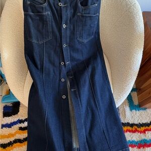 Diesel Black & Gold Denim Button-Down Maxi Skirt, sz 40